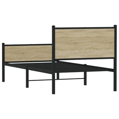 vidaXL Metal Bed Frame without Mattress Sonoma Oak 100x190 cm