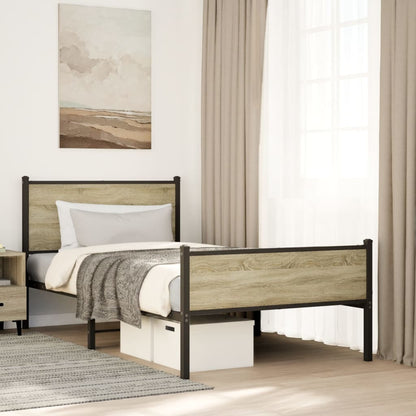 vidaXL Metal Bed Frame without Mattress Sonoma Oak 100x190 cm