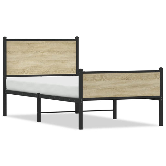 vidaXL Metal Bed Frame without Mattress Sonoma Oak 100x200 cm