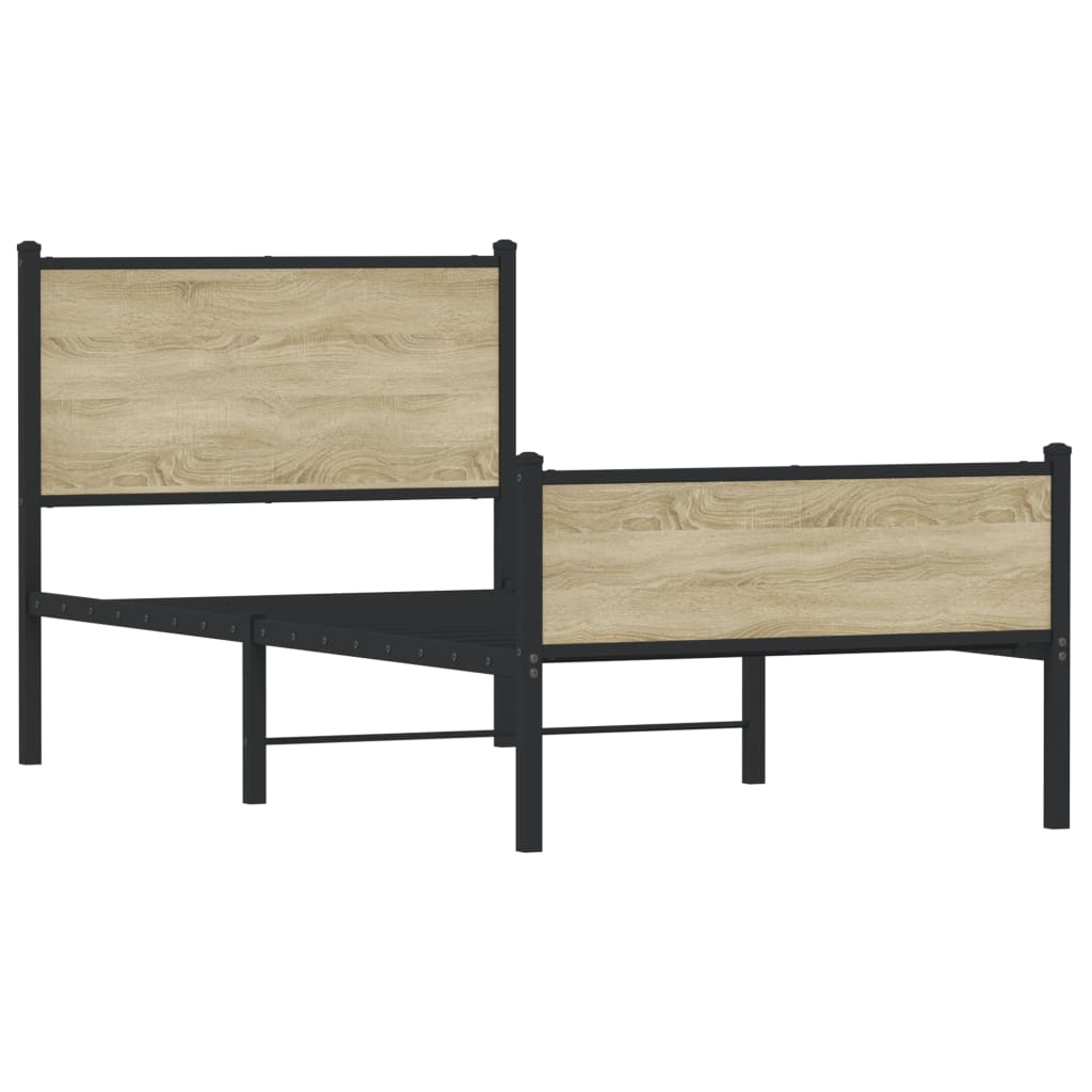 vidaXL Metal Bed Frame without Mattress Sonoma Oak 100x200 cm