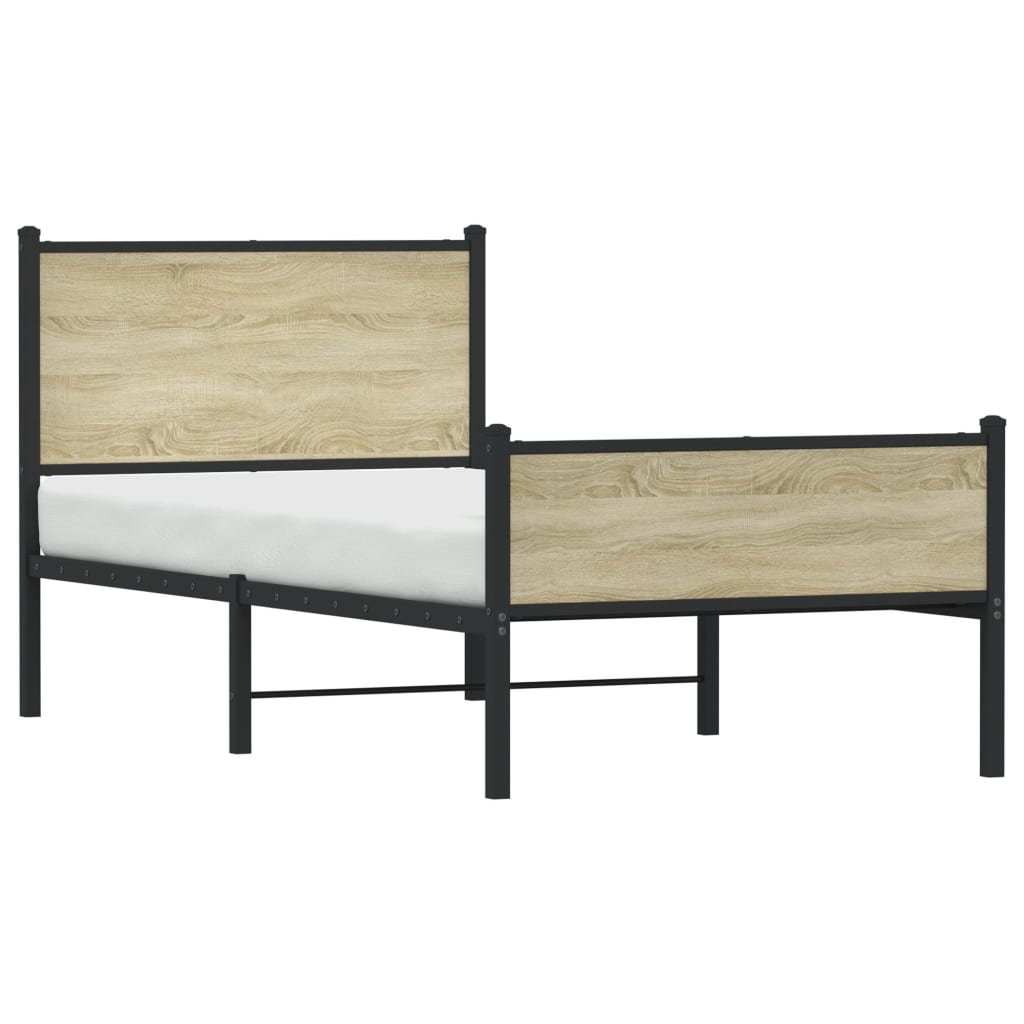 vidaXL Metal Bed Frame without Mattress Sonoma Oak 100x200 cm
