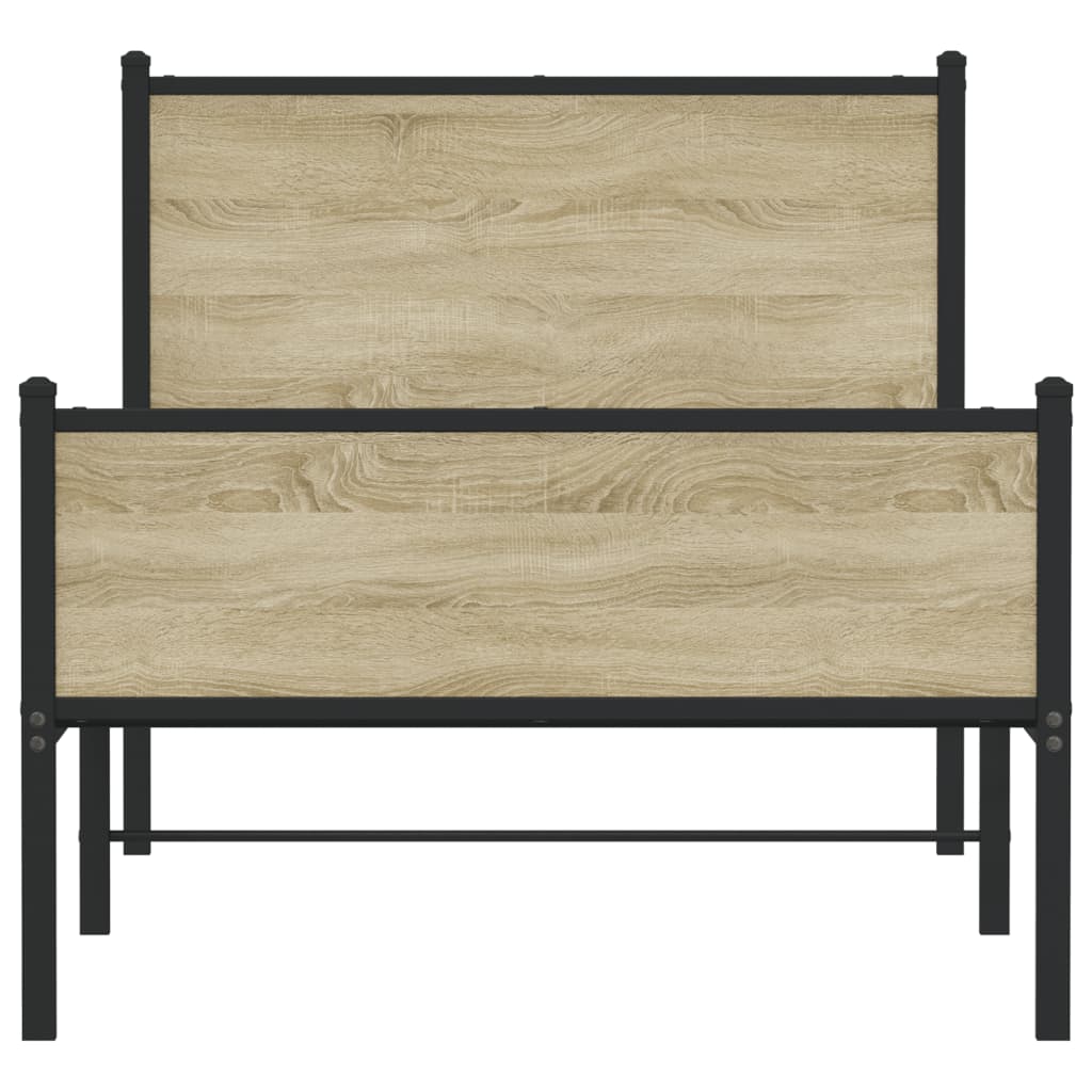 vidaXL Metal Bed Frame without Mattress Sonoma Oak 100x200 cm