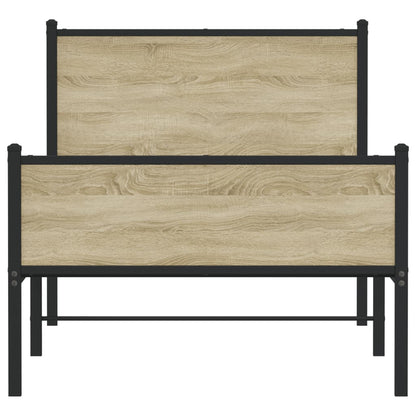 vidaXL Metal Bed Frame without Mattress Sonoma Oak 100x200 cm