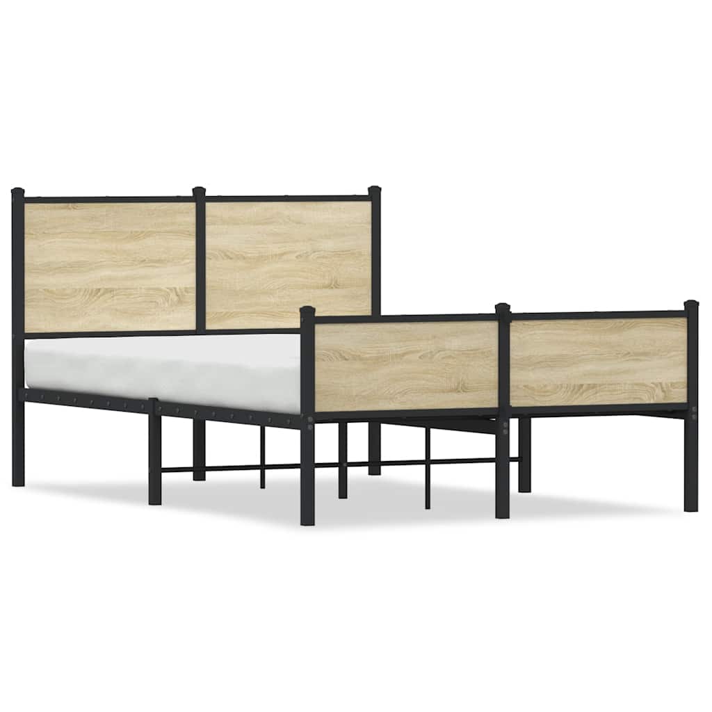 vidaXL Metal Bed Frame without Mattress Sonoma Oak 120x190 cm Small Double