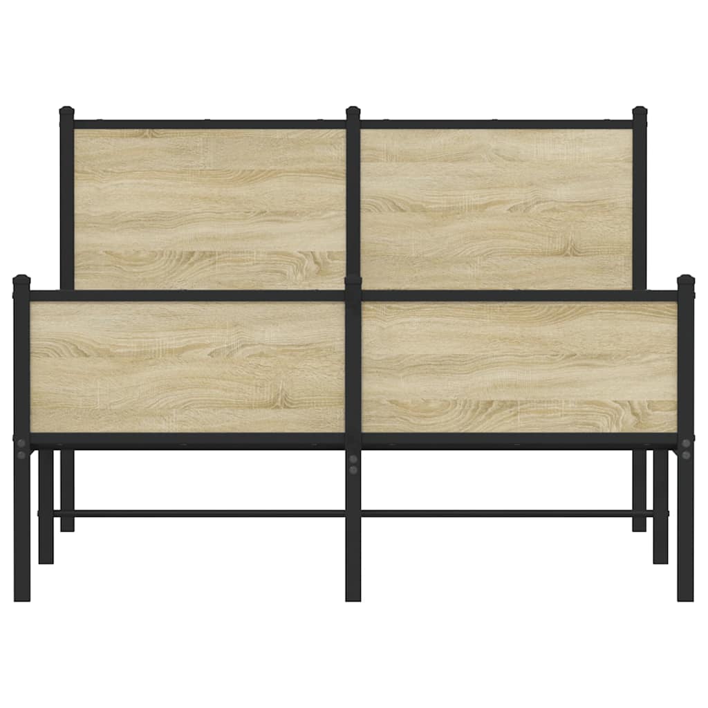 vidaXL Metal Bed Frame without Mattress Sonoma Oak 120x190 cm Small Double