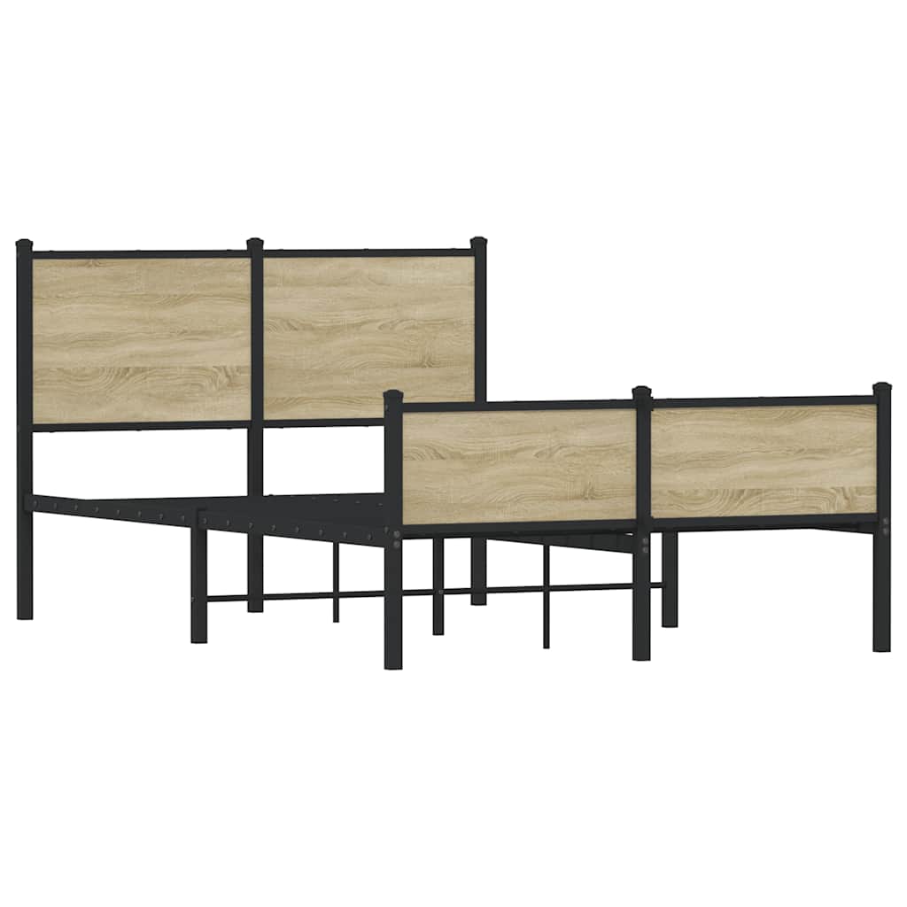 vidaXL Metal Bed Frame without Mattress Sonoma Oak 120x200 cm