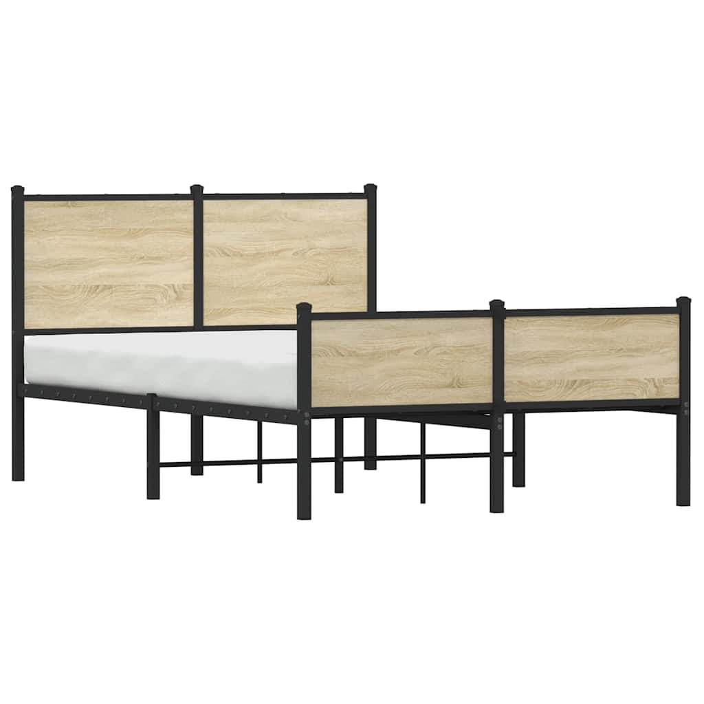 vidaXL Metal Bed Frame without Mattress Sonoma Oak 120x200 cm