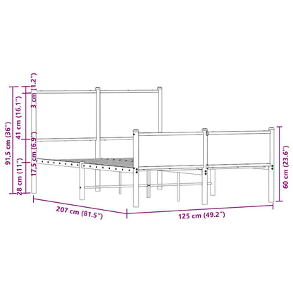 vidaXL Metal Bed Frame without Mattress Sonoma Oak 120x200 cm