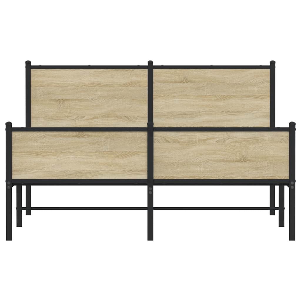vidaXL Metal Bed Frame without Mattress Sonoma Oak 137x190 cm