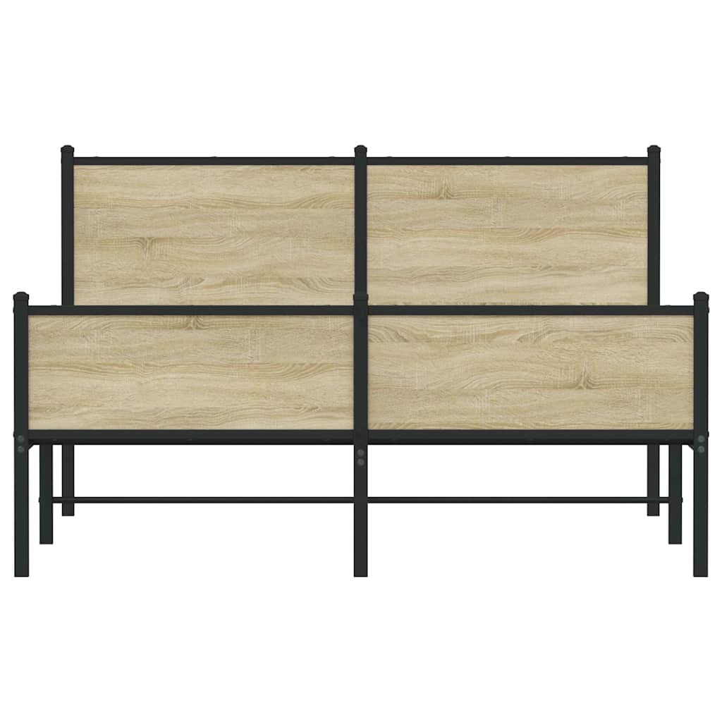 vidaXL Metal Bed Frame without Mattress Sonoma Oak 140x190 cm