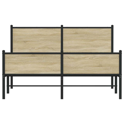 vidaXL Metal Bed Frame without Mattress Sonoma Oak 140x190 cm