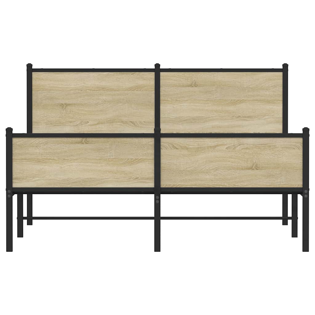 vidaXL Metal Bed Frame without Mattress Sonoma Oak 140x200 cm