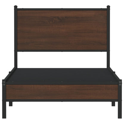 vidaXL Metal Bed Frame without Mattress Brown Oak 75x190 cm Small Single