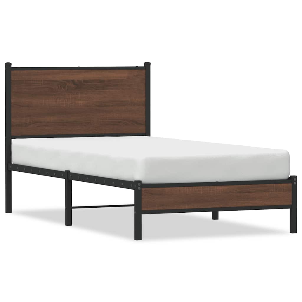 vidaXL Metal Bed Frame without Mattress Brown Oak 80x200 cm