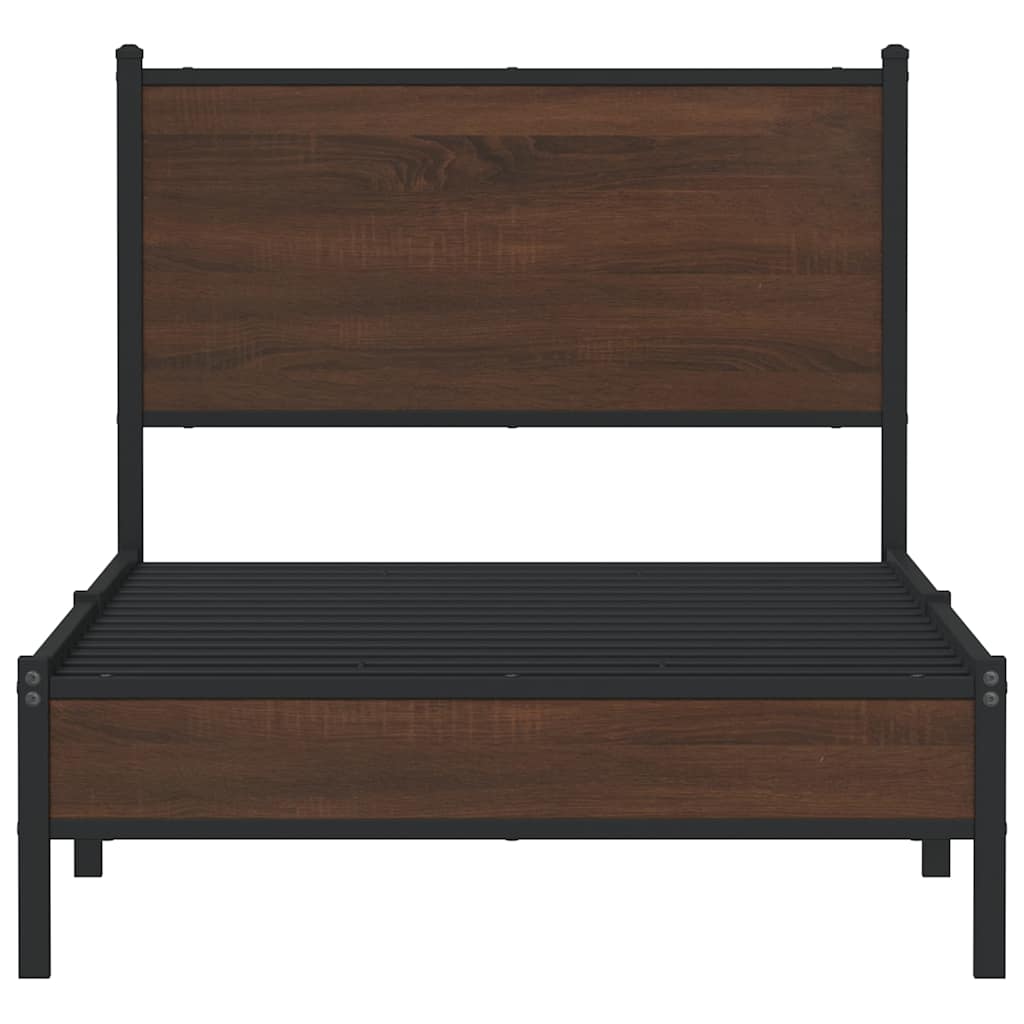 vidaXL Metal Bed Frame without Mattress Brown Oak 80x200 cm