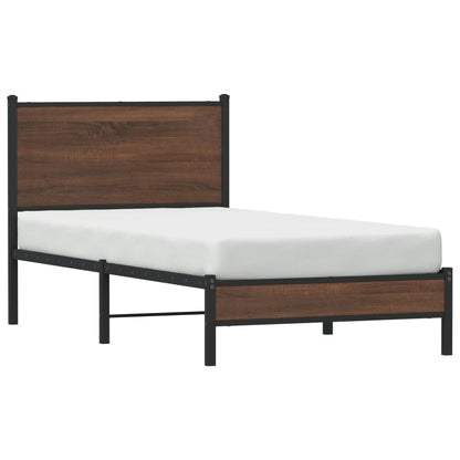 vidaXL Metal Bed Frame without Mattress Brown Oak 90x190 cm Single