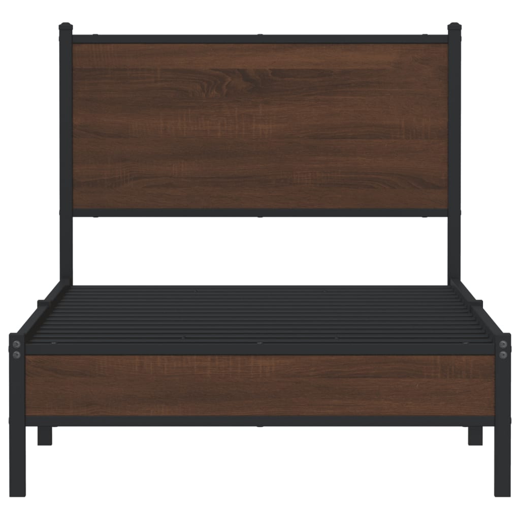vidaXL Metal Bed Frame without Mattress Brown Oak 90x190 cm Single