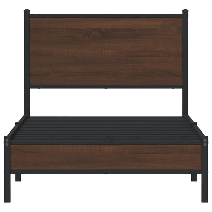 vidaXL Metal Bed Frame without Mattress Brown Oak 90x190 cm Single