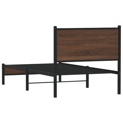 vidaXL Metal Bed Frame without Mattress Brown Oak 90x190 cm Single