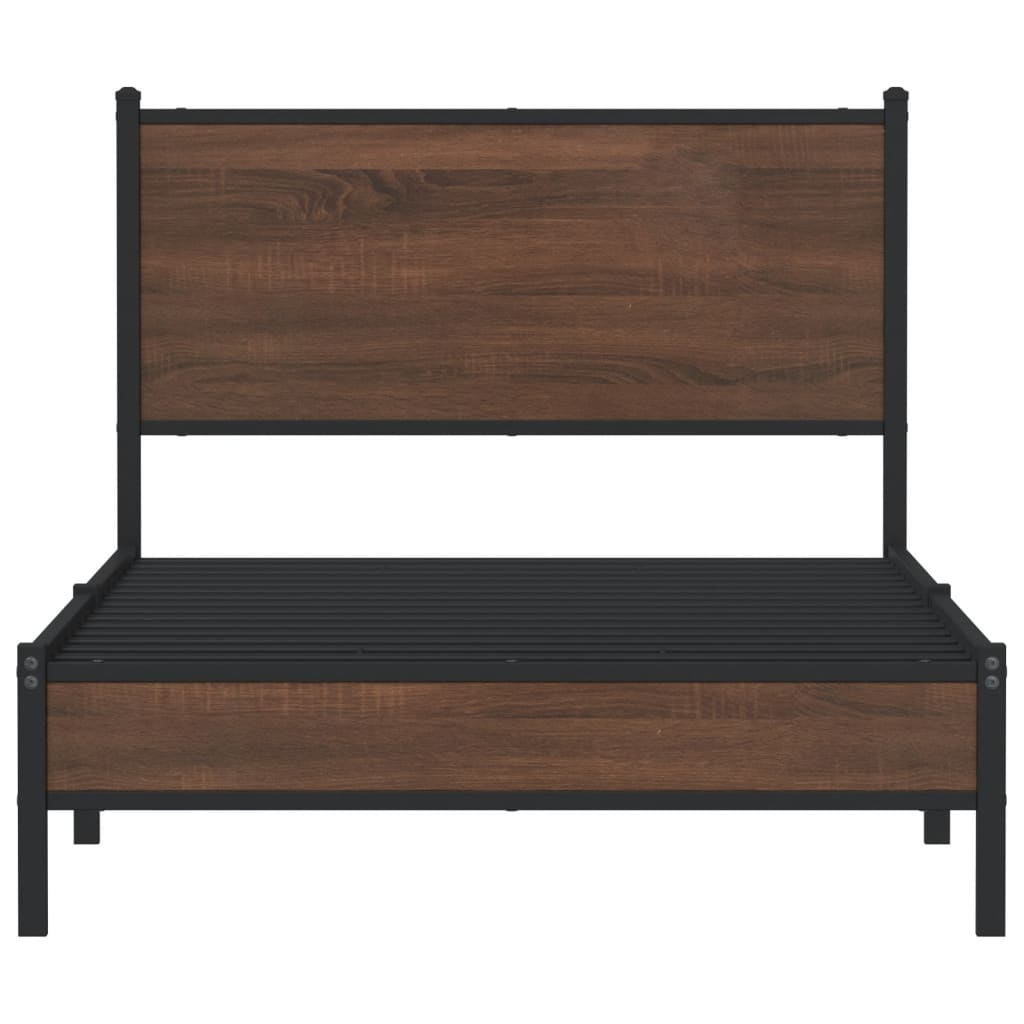 vidaXL Metal Bed Frame without Mattress Brown Oak 100x190 cm