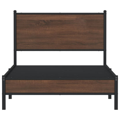 vidaXL Metal Bed Frame without Mattress Brown Oak 100x190 cm