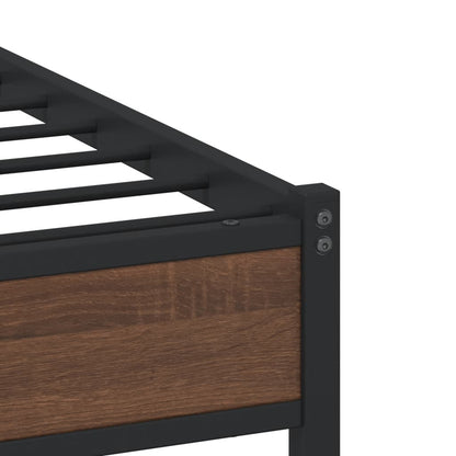 vidaXL Metal Bed Frame without Mattress Brown Oak 100x190 cm