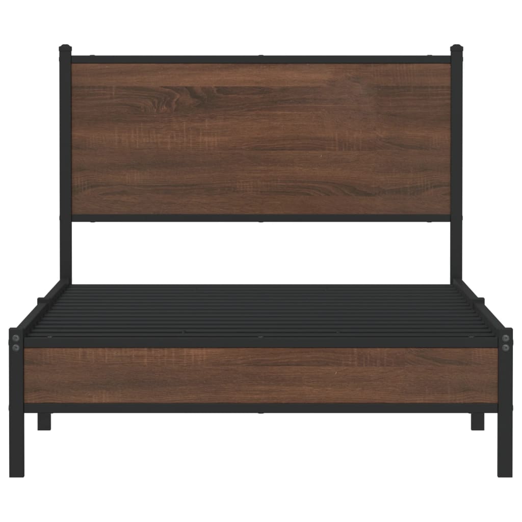 vidaXL Metal Bed Frame without Mattress Brown Oak 100x200 cm