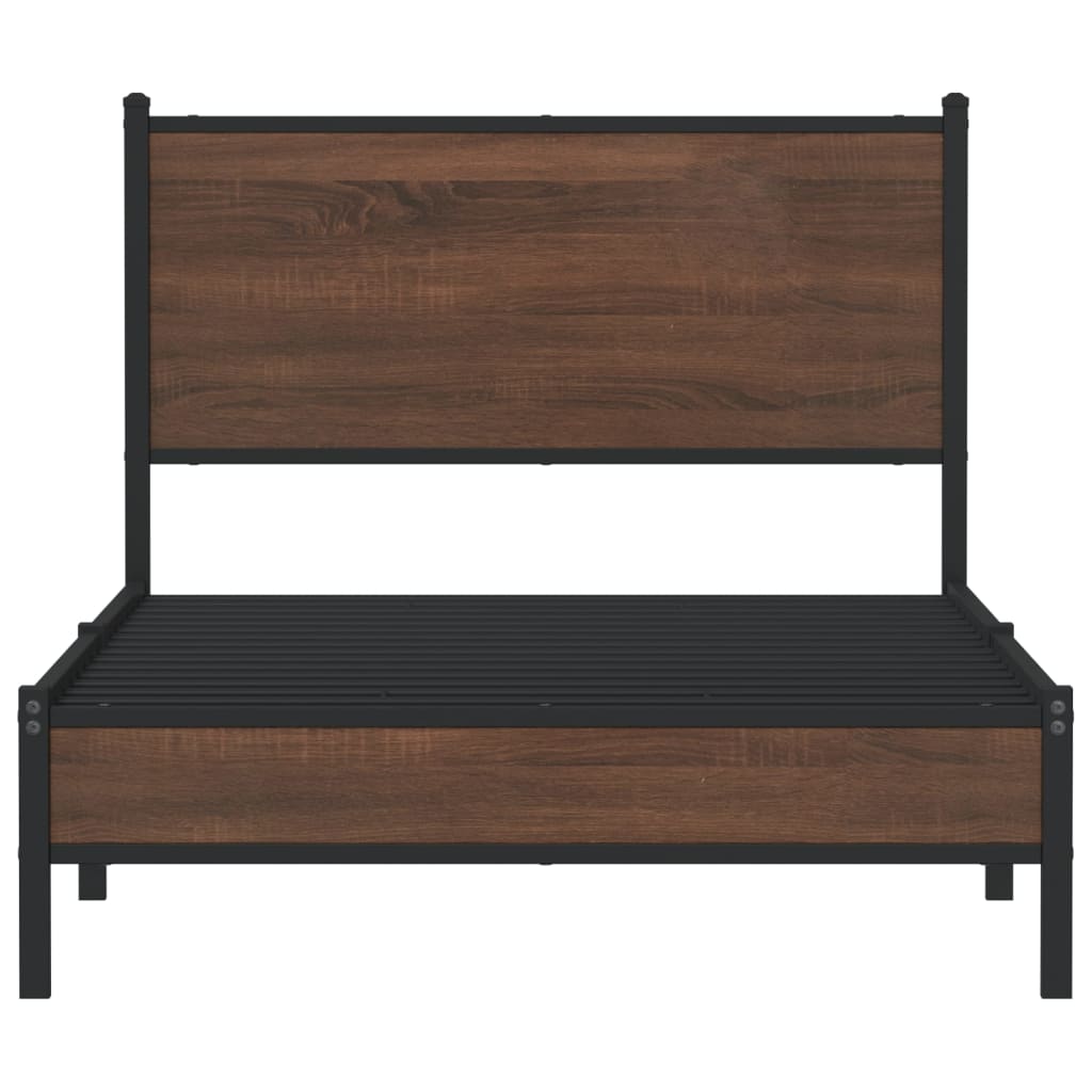 vidaXL Metal Bed Frame without Mattress Brown Oak 107x203 cm