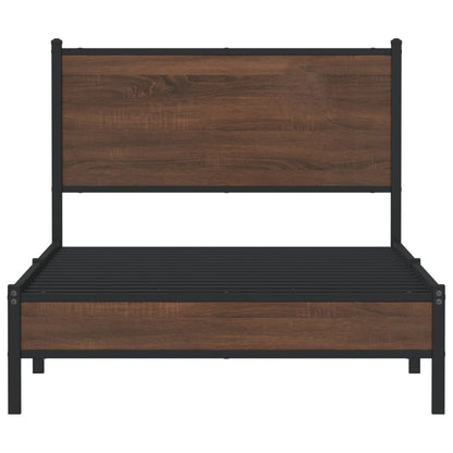 vidaXL Metal Bed Frame without Mattress Brown Oak 107x203 cm