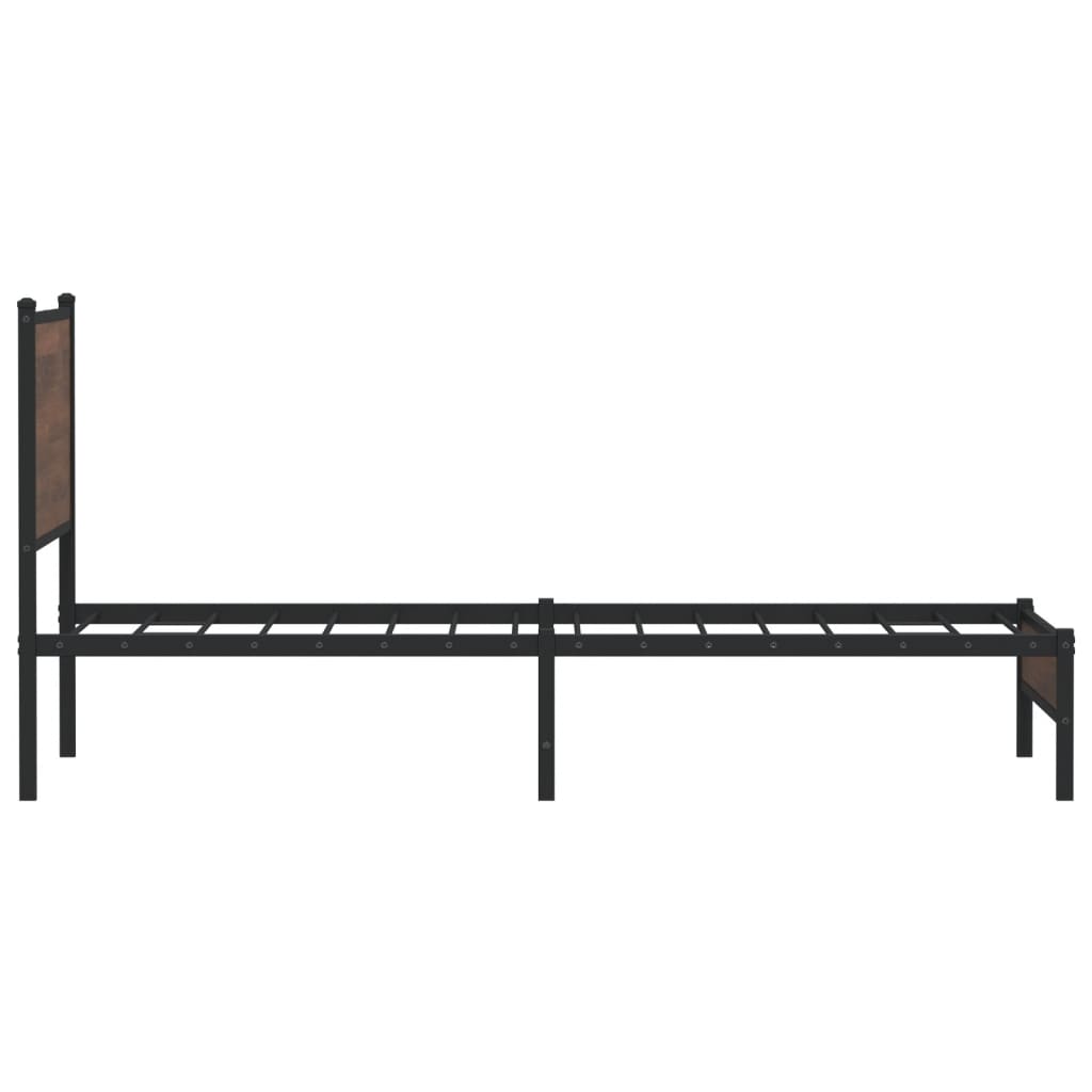vidaXL Metal Bed Frame without Mattress Brown Oak 107x203 cm