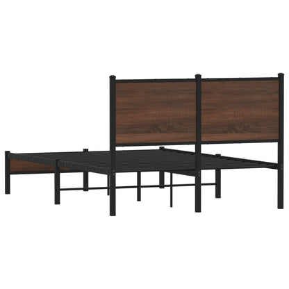 vidaXL Metal Bed Frame without Mattress Brown Oak 120x200 cm
