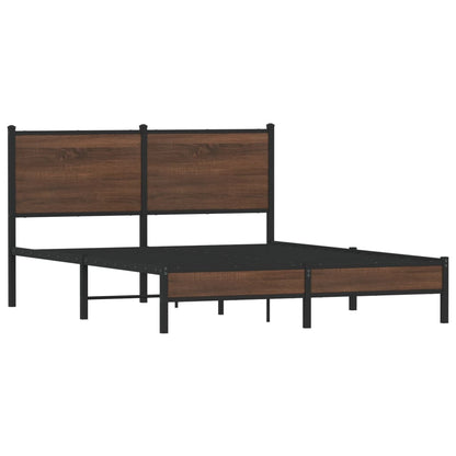vidaXL Metal Bed Frame without Mattress Brown Oak 150x200 cm King Size
