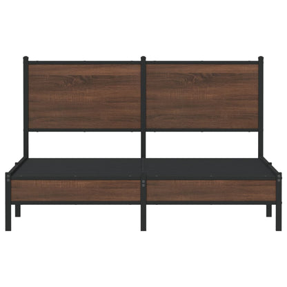 vidaXL Metal Bed Frame without Mattress Brown Oak 150x200 cm King Size
