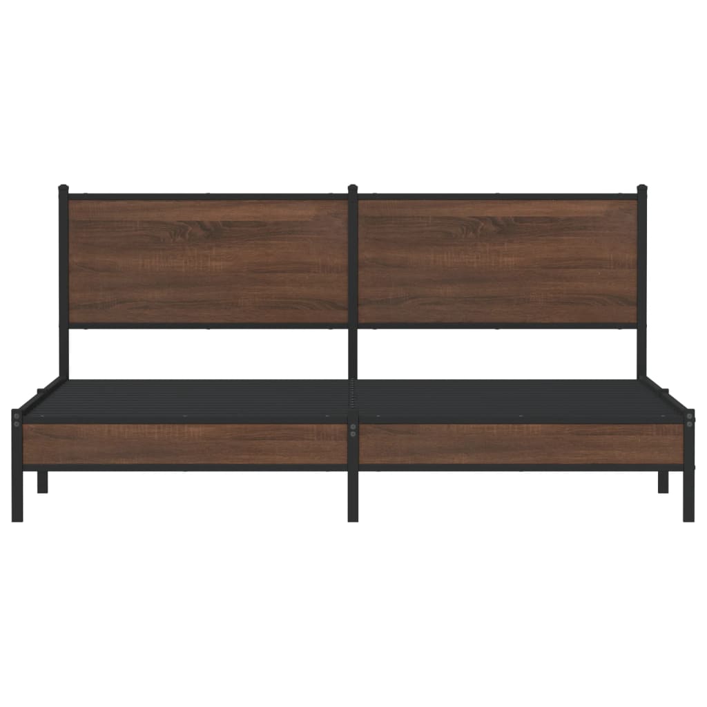 vidaXL Metal Bed Frame without Mattress Brown Oak 160x200 cm