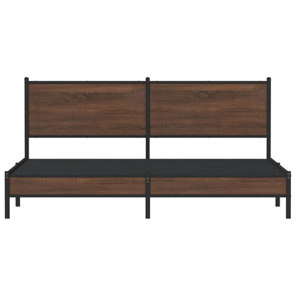 vidaXL Metal Bed Frame without Mattress Brown Oak 160x200 cm