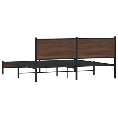 vidaXL Metal Bed Frame without Mattress Brown Oak 160x200 cm