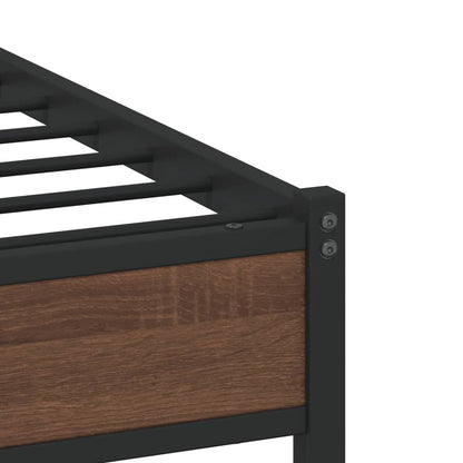 vidaXL Metal Bed Frame without Mattress Brown Oak 75x190 cm Small Single