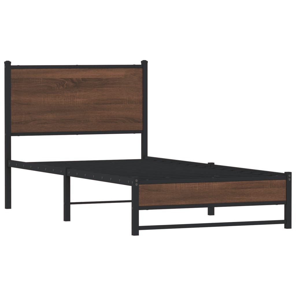 vidaXL Metal Bed Frame without Mattress Brown Oak 80x200 cm