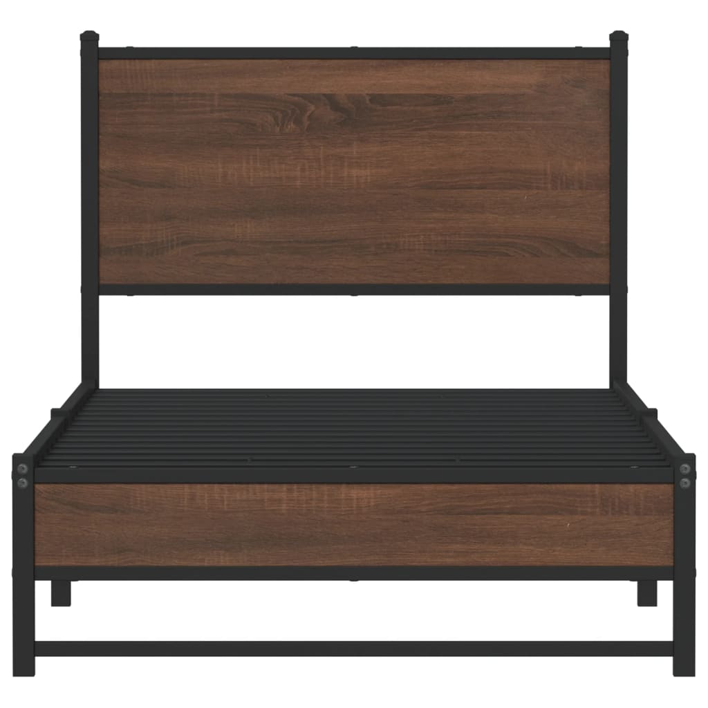 vidaXL Metal Bed Frame without Mattress Brown Oak 80x200 cm