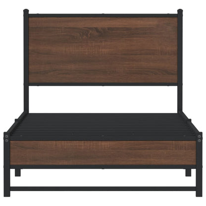 vidaXL Metal Bed Frame without Mattress Brown Oak 90x190 cm Single