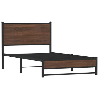 vidaXL Metal Bed Frame without Mattress Brown Oak 100x200 cm