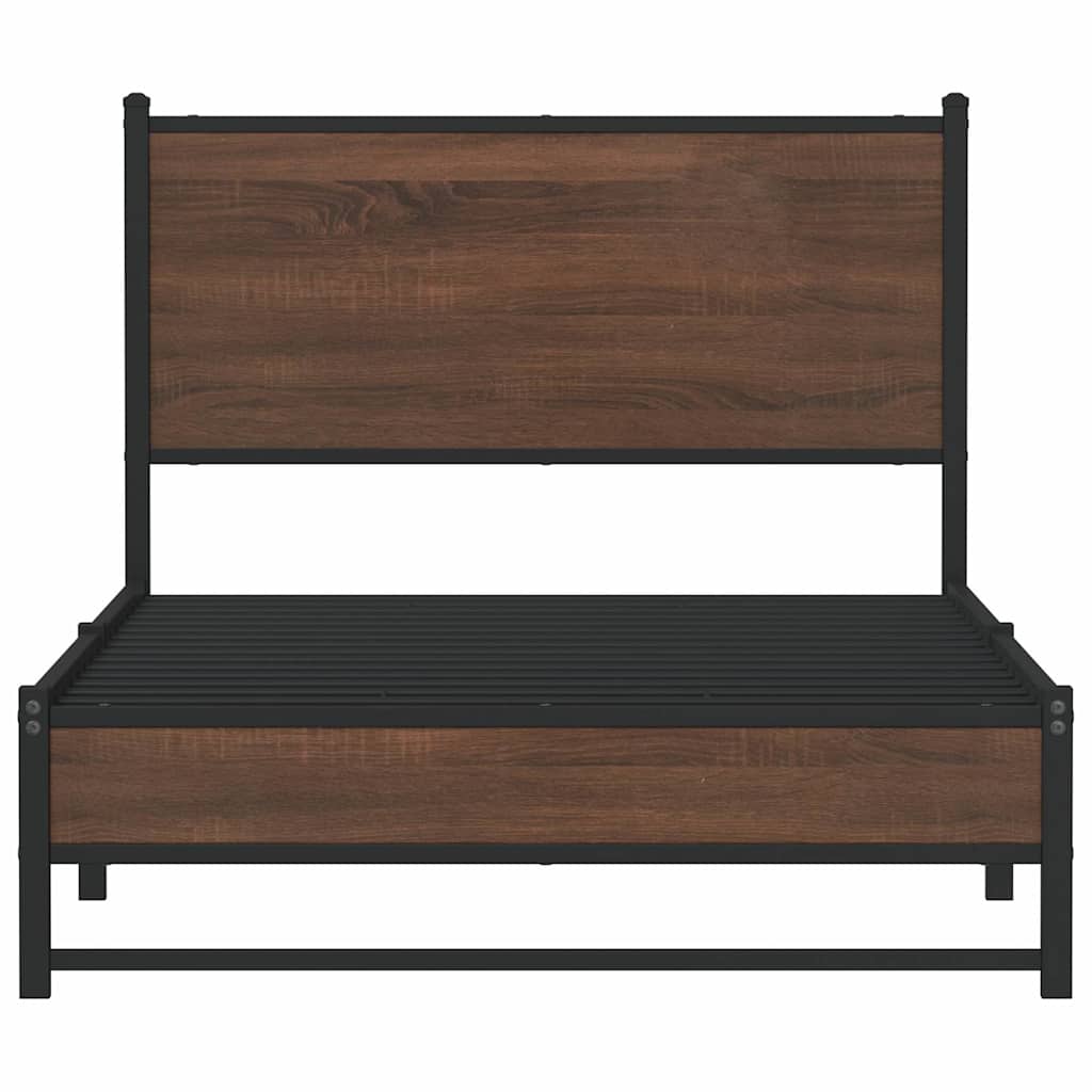 vidaXL Metal Bed Frame without Mattress Brown Oak 100x200 cm