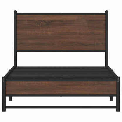 vidaXL Metal Bed Frame without Mattress Brown Oak 100x200 cm