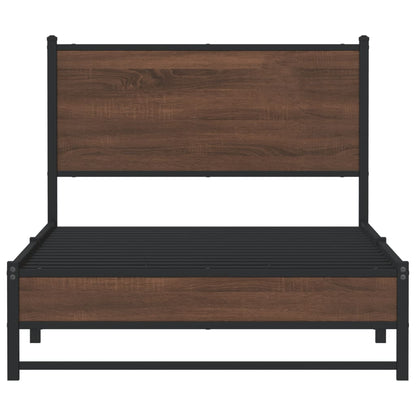 vidaXL Metal Bed Frame without Mattress Brown Oak 107x203 cm
