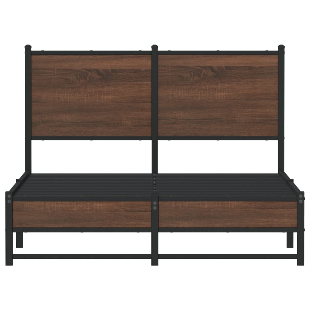 vidaXL Metal Bed Frame without Mattress Brown Oak 120x200 cm