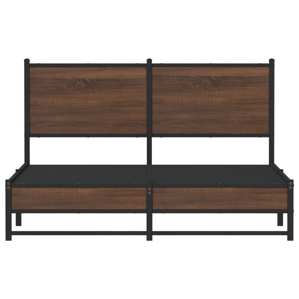 vidaXL Metal Bed Frame without Mattress Brown Oak 140x190 cm