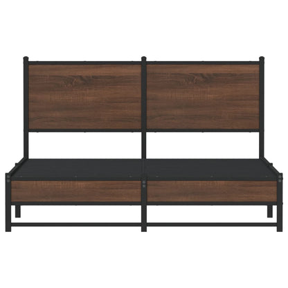 vidaXL Metal Bed Frame without Mattress Brown Oak 150x200 cm King Size