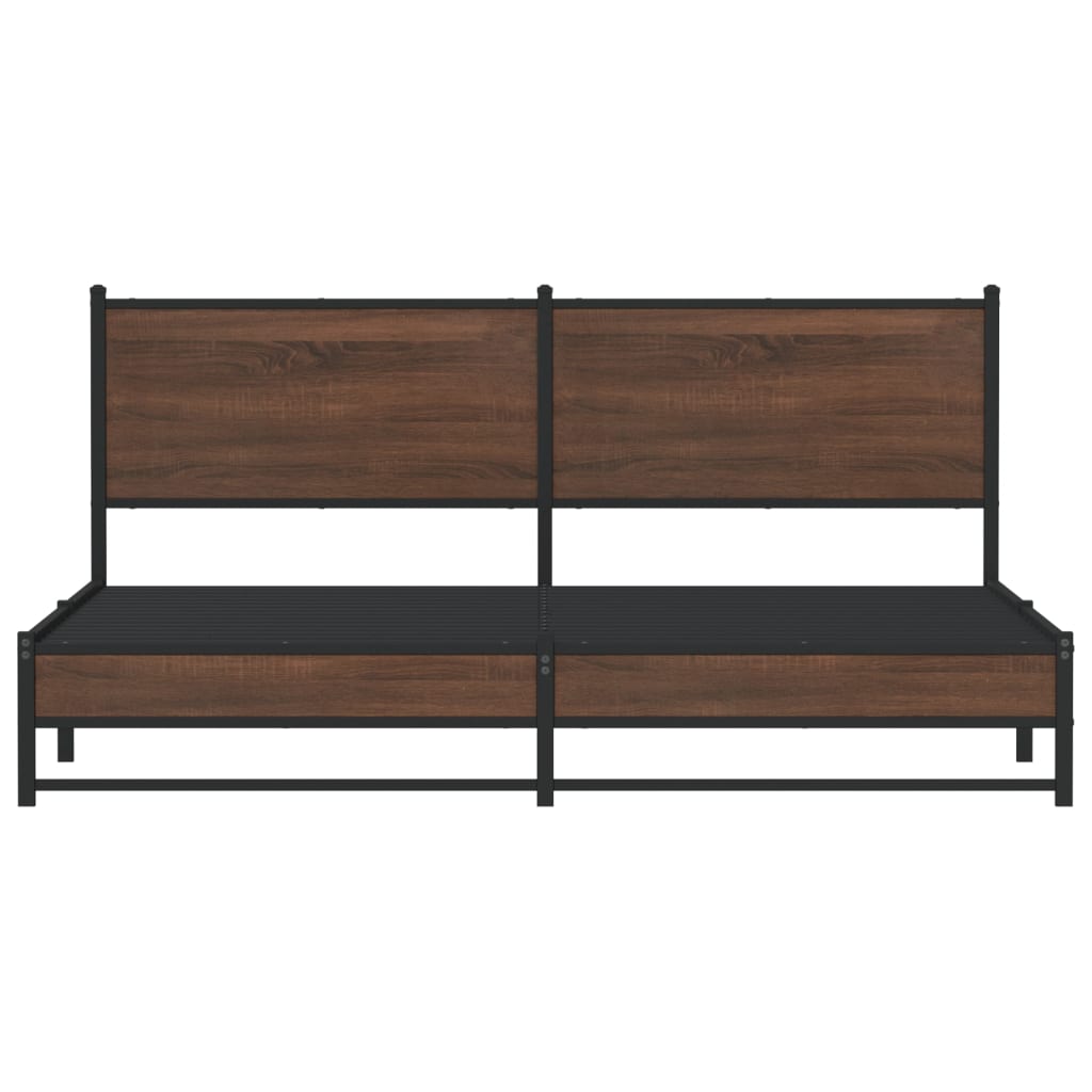 vidaXL Metal Bed Frame without Mattress Brown Oak 160x200 cm