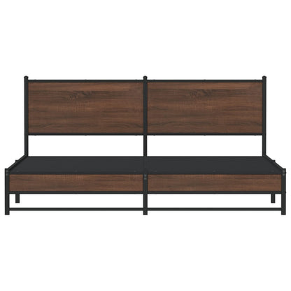 vidaXL Metal Bed Frame without Mattress Brown Oak 160x200 cm