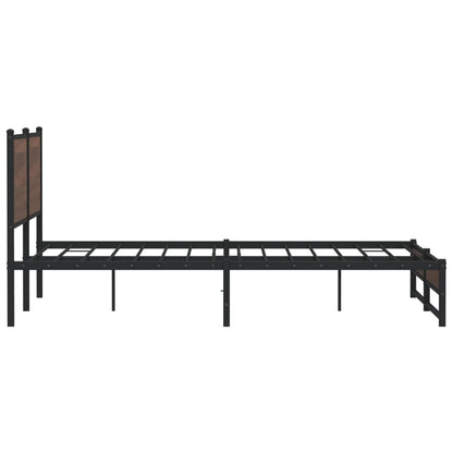 vidaXL Metal Bed Frame without Mattress Brown Oak 160x200 cm